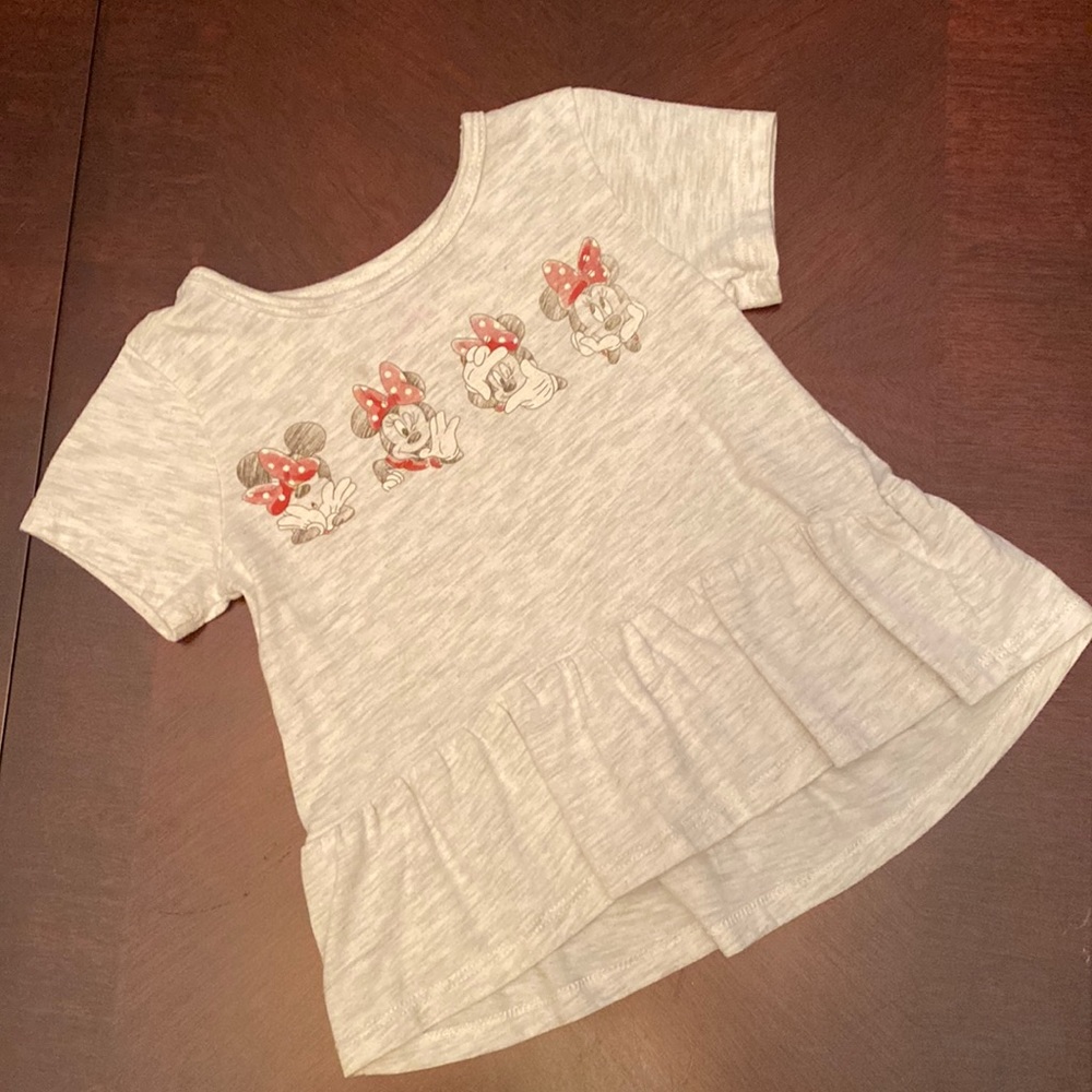 Disney Junior Minnie Mouse Peplum Top Gray Toddler Girl Size 2T